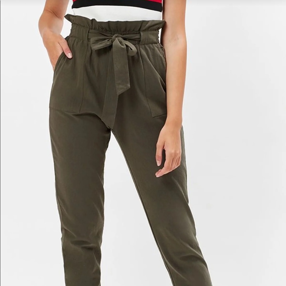 Olive paperbag pants